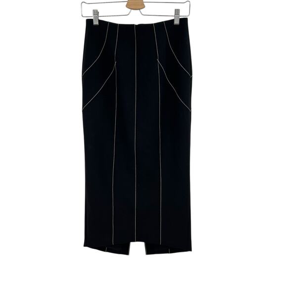 Cinq a Sept Ali Skirt Midi Length Seamed Black White Size‎ 2 - Picture 2 of 14